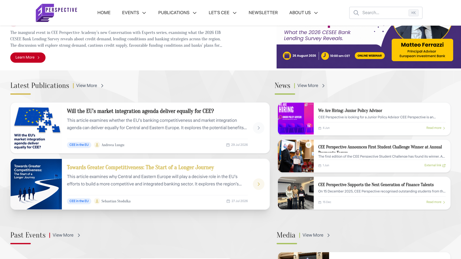 CEE Perspective home page — the association’s public platform